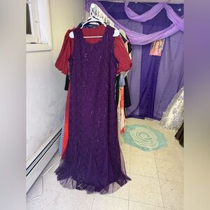 Candalite Women’s Sleeveless Purple Sequin Formal Dress with Tulle Hem